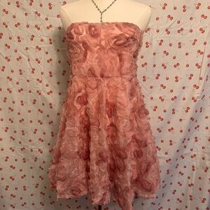 Strapless Pink Floral Dress